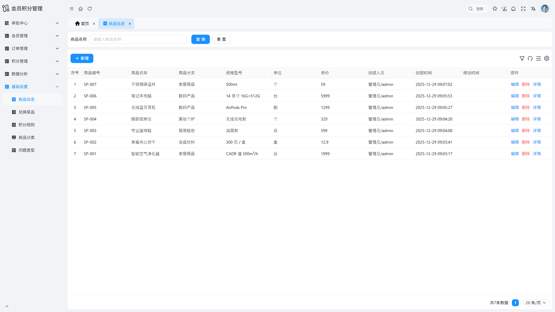 基础设置-商品信息